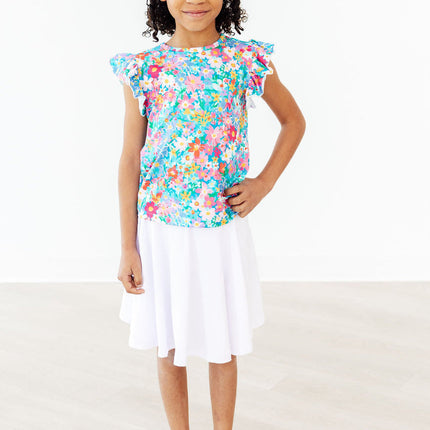 Preppy Floral S/S Ruffle Tee