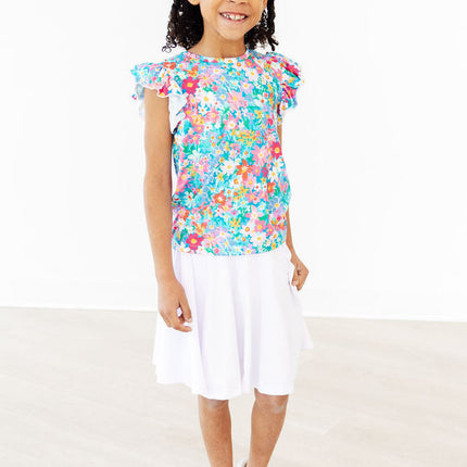 Preppy Floral S/S Ruffle Tee