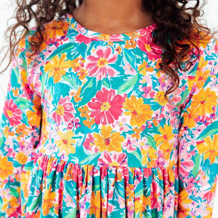 Floral Fiesta 3/4 Sleeve Pocket Twirl Dress