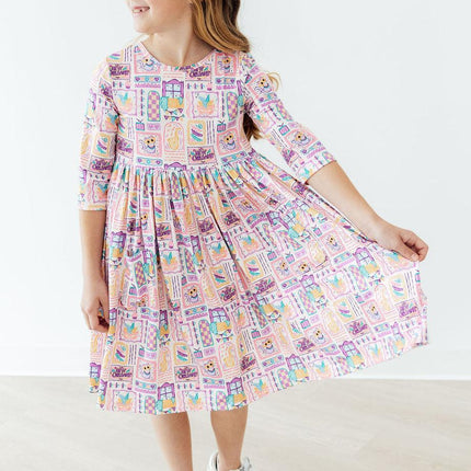 French Quarter Fun 3/4 Sleeve Pocket Twirl Dress