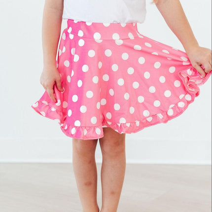 Pink Polka Dots Ruffle Twirl Skort