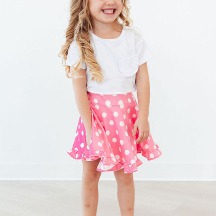 Pink Polka Dots Ruffle Twirl Skort