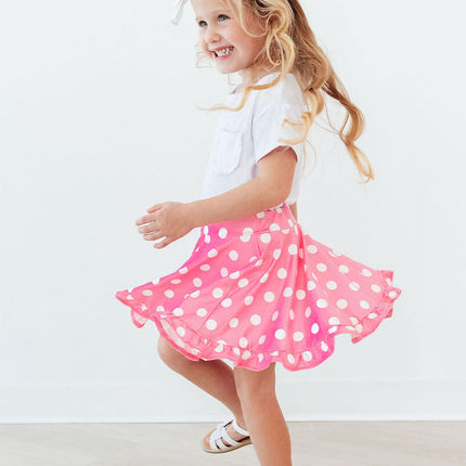 Pink Polka Dots Ruffle Twirl Skort
