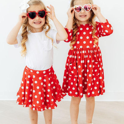 Red Polka Dots Ruffle Twirl Skort