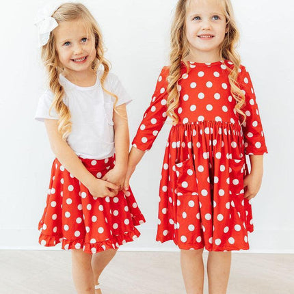 Red Polka Dots Ruffle Twirl Skort