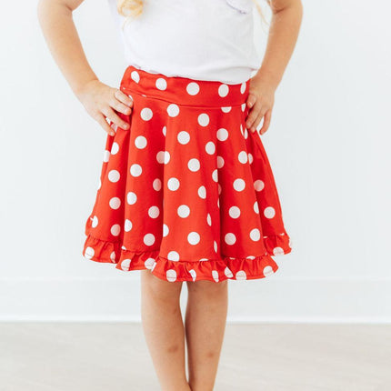 Red Polka Dots Ruffle Twirl Skort