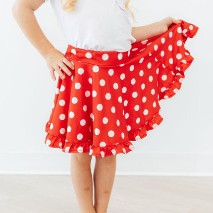 Red Polka Dots Ruffle Twirl Skort