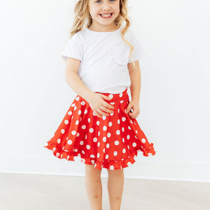Red Polka Dots Ruffle Twirl Skort