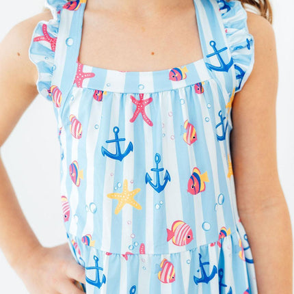 Tidepool Treasures Ruffle Cross Back Dress
