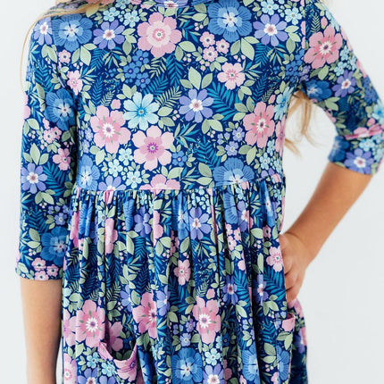 Whimsy 3/4 Sleeve Pocket Twirl Dress
