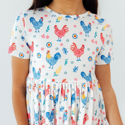 Rainbow Roosters S/S Pocket Twirl Dress