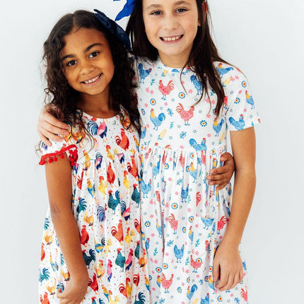Rainbow Roosters S/S Pocket Twirl Dress