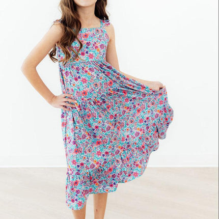 Tropical Garden Ruffle Maxi Dress