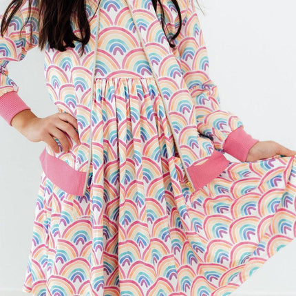 Watercolor Rainbows S/S Pocket Twirl Dress