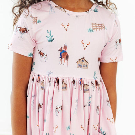 Pink Ranch Hand S/S Pocket Twirl Dress