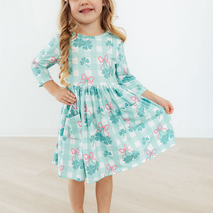 Shamrock Sweetheart 3/4 Sleeve Pocket Twirl Dress