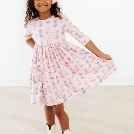 Ribbons & Rodeos 3/4 Sleeve Pocket Twirl Dress