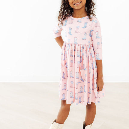Ribbons & Rodeos 3/4 Sleeve Pocket Twirl Dress