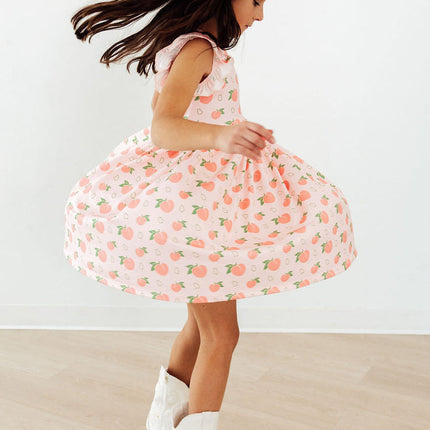 Georgia Peach Flutter Sleeve Twirl Dress