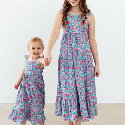 Tropical Garden Ruffle Maxi Dress