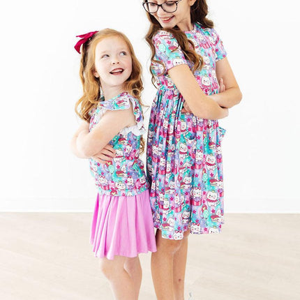 Time to Purr-ty S/S Pocket Twirl Dress