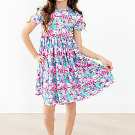 Time to Purr-ty S/S Pocket Twirl Dress