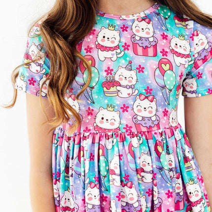 Time to Purr-ty S/S Pocket Twirl Dress