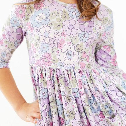 Spring Gardens 3/4 Sleeve Pocket Twirl Dress
