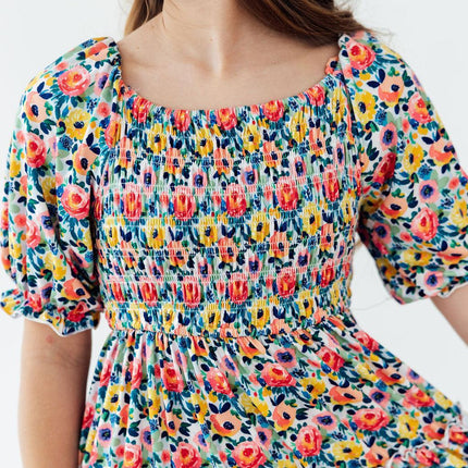 Beautiful Blossoms Smocked Ruffle Dress