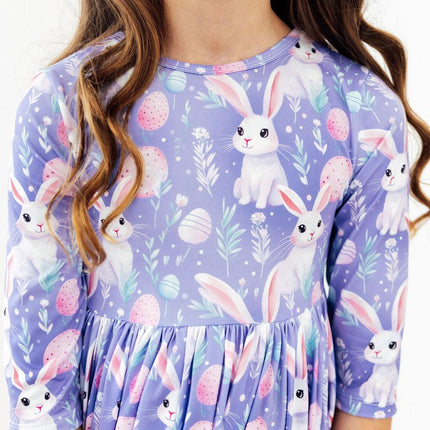 Beautiful Bunnies 3/4 Sleeve Pocket Twirl Dress