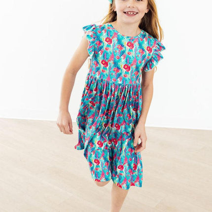 Lovely Llamas Flutter Sleeve Twirl Dress