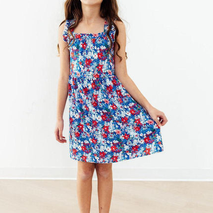 Freedom Flowers Ruffle Cross Back Dress