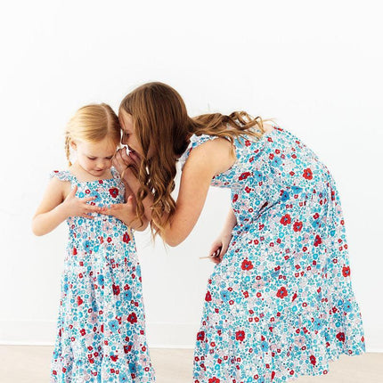 Patriotic Petals Ruffle Maxi Dress