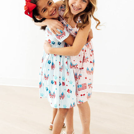 Fancy Flags Ruffle Cross Back Dress