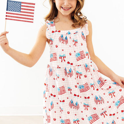Fancy Flags Ruffle Cross Back Dress