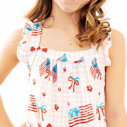 Fancy Flags Ruffle Cross Back Dress