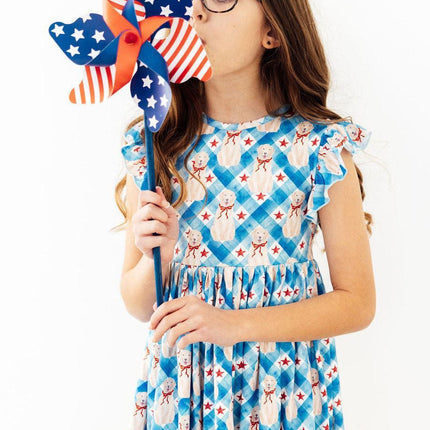 Star Spangled Pups Flutter Sleeve Twirl Dress