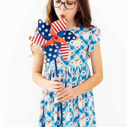 Star Spangled Pups Flutter Sleeve Twirl Dress