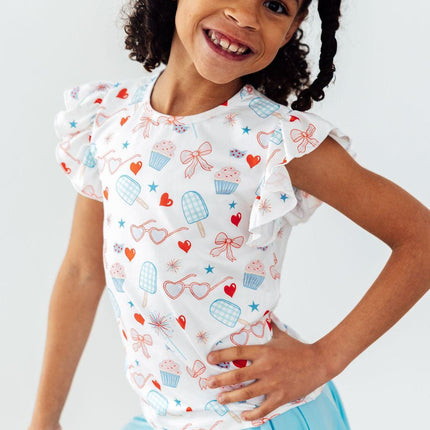 Red, White, & Sweet S/S Ruffle Tee