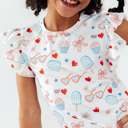 Red, White, & Sweet S/S Ruffle Tee