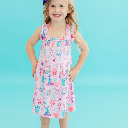 Under the Sea Ruffle Cross Back Dress
