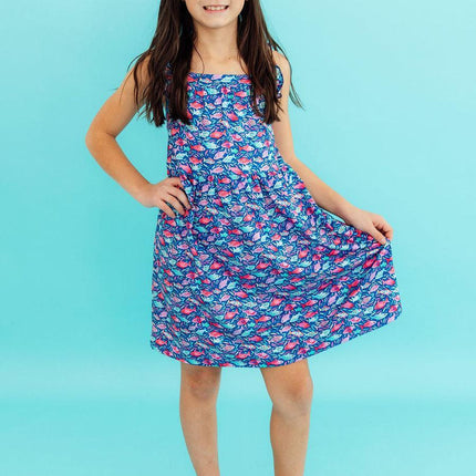 Fish in the Sea Ruffle Cross Back Dress