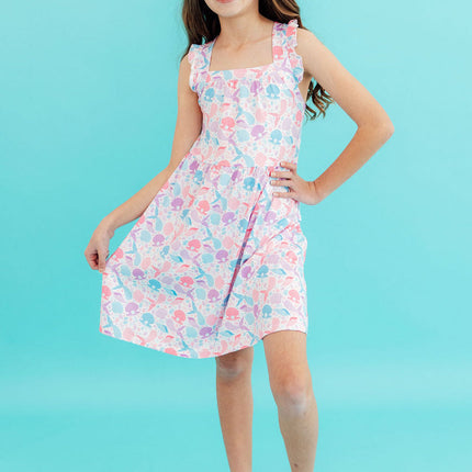 Mermaid Tails Ruffle Cross Back Dress