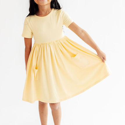 Butter Yellow S/S Pocket Twirl Dress
