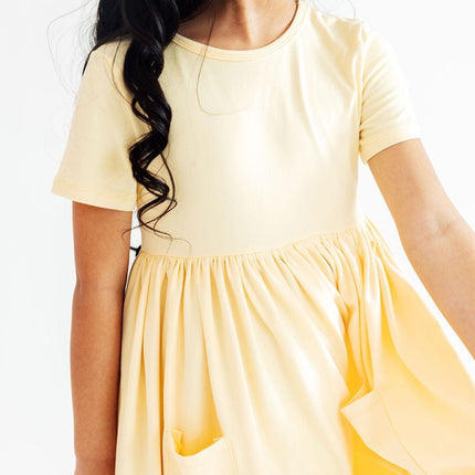 Butter Yellow S/S Pocket Twirl Dress
