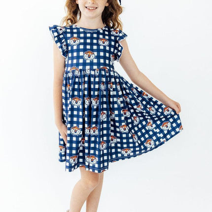 Auburn Plaid Aubie Flutter Twirl Dress