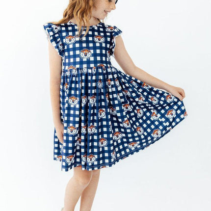 Auburn Plaid Aubie Flutter Twirl Dress