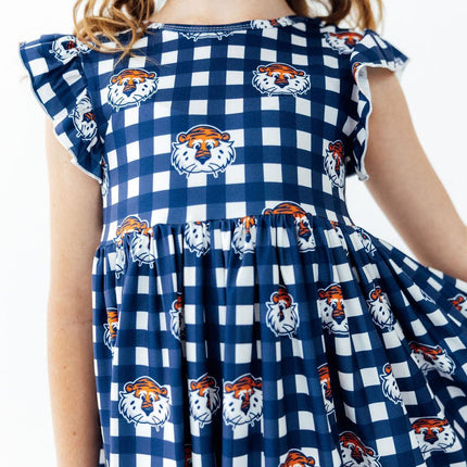 Auburn Plaid Aubie Flutter Twirl Dress