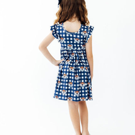 Auburn Plaid Aubie Flutter Twirl Dress