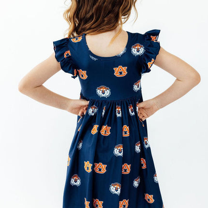 Auburn Blue Aubie Flutter Twirl Dress